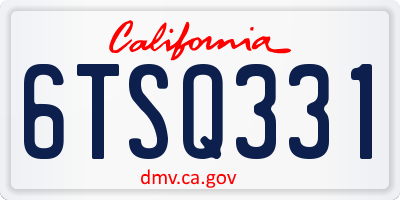 CA license plate 6TSQ331