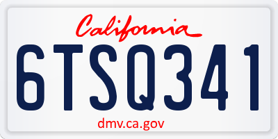 CA license plate 6TSQ341