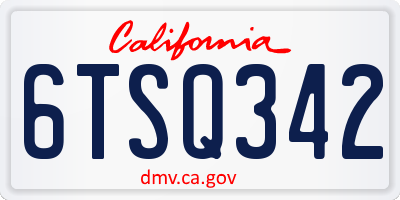 CA license plate 6TSQ342