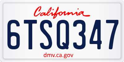 CA license plate 6TSQ347