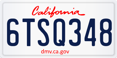 CA license plate 6TSQ348