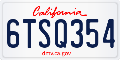 CA license plate 6TSQ354