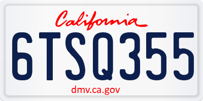 CA license plate 6TSQ355