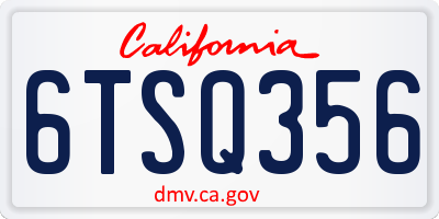 CA license plate 6TSQ356