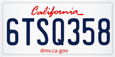 CA license plate 6TSQ358