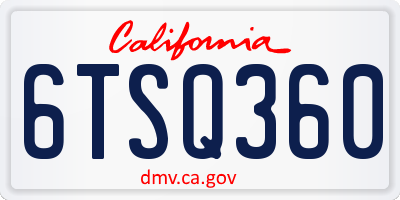 CA license plate 6TSQ360
