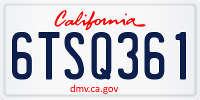 CA license plate 6TSQ361