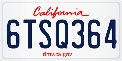 CA license plate 6TSQ364