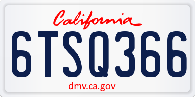 CA license plate 6TSQ366