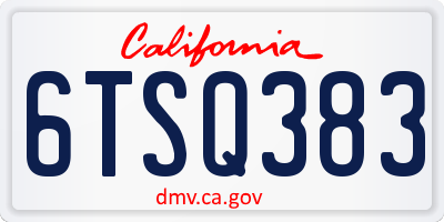 CA license plate 6TSQ383