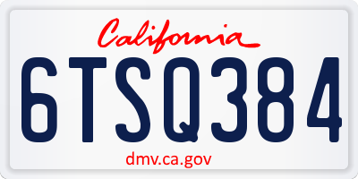 CA license plate 6TSQ384