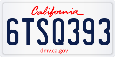 CA license plate 6TSQ393