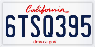 CA license plate 6TSQ395
