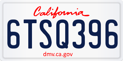 CA license plate 6TSQ396