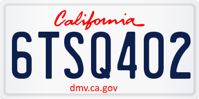 CA license plate 6TSQ402
