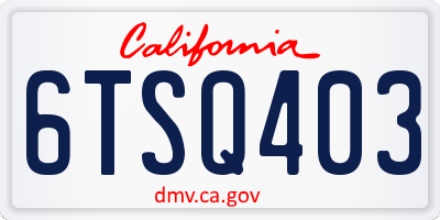 CA license plate 6TSQ403