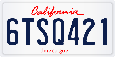 CA license plate 6TSQ421