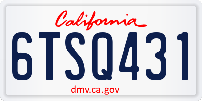 CA license plate 6TSQ431