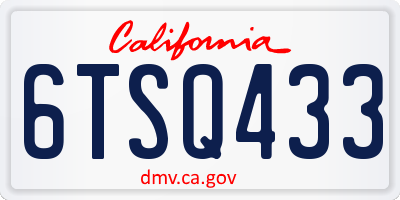 CA license plate 6TSQ433