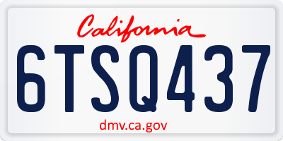 CA license plate 6TSQ437