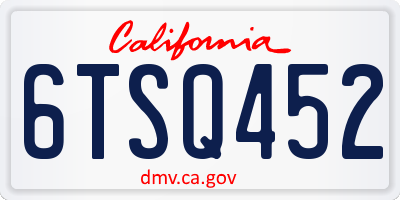 CA license plate 6TSQ452