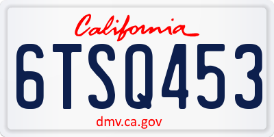CA license plate 6TSQ453