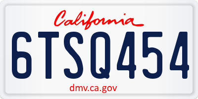 CA license plate 6TSQ454