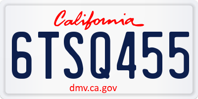 CA license plate 6TSQ455