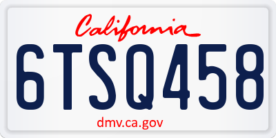CA license plate 6TSQ458