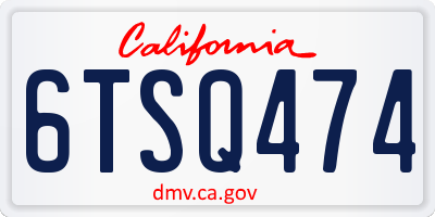 CA license plate 6TSQ474