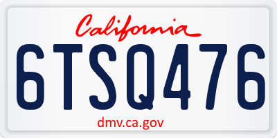 CA license plate 6TSQ476