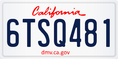 CA license plate 6TSQ481