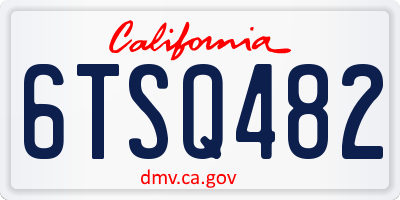 CA license plate 6TSQ482