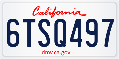 CA license plate 6TSQ497