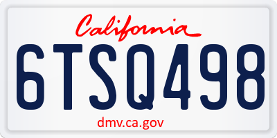 CA license plate 6TSQ498