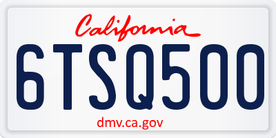 CA license plate 6TSQ500