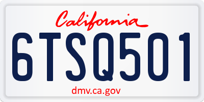 CA license plate 6TSQ501