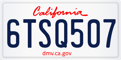 CA license plate 6TSQ507