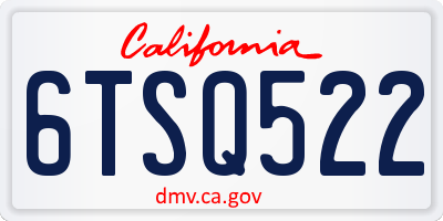 CA license plate 6TSQ522