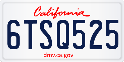 CA license plate 6TSQ525