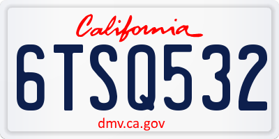 CA license plate 6TSQ532