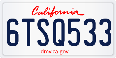 CA license plate 6TSQ533