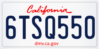 CA license plate 6TSQ550