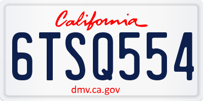 CA license plate 6TSQ554