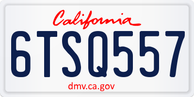 CA license plate 6TSQ557