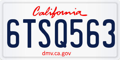 CA license plate 6TSQ563