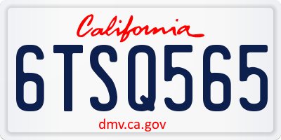 CA license plate 6TSQ565