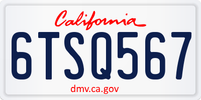 CA license plate 6TSQ567