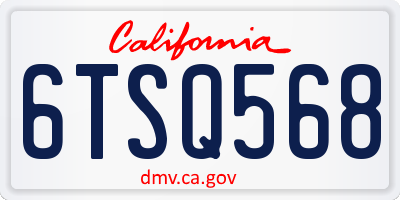 CA license plate 6TSQ568