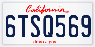 CA license plate 6TSQ569